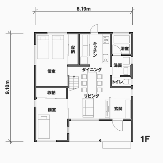 ご夫婦+お子さま2人+ご両親+お祖母さま+猫5匹 フロア1